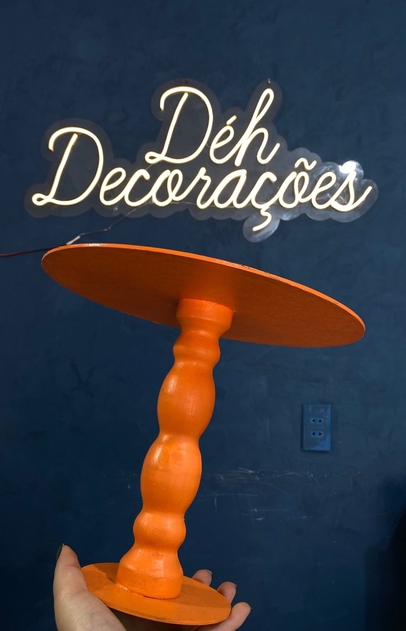 Bandeja Laranja Alta G Mdf - Déh Decorações 