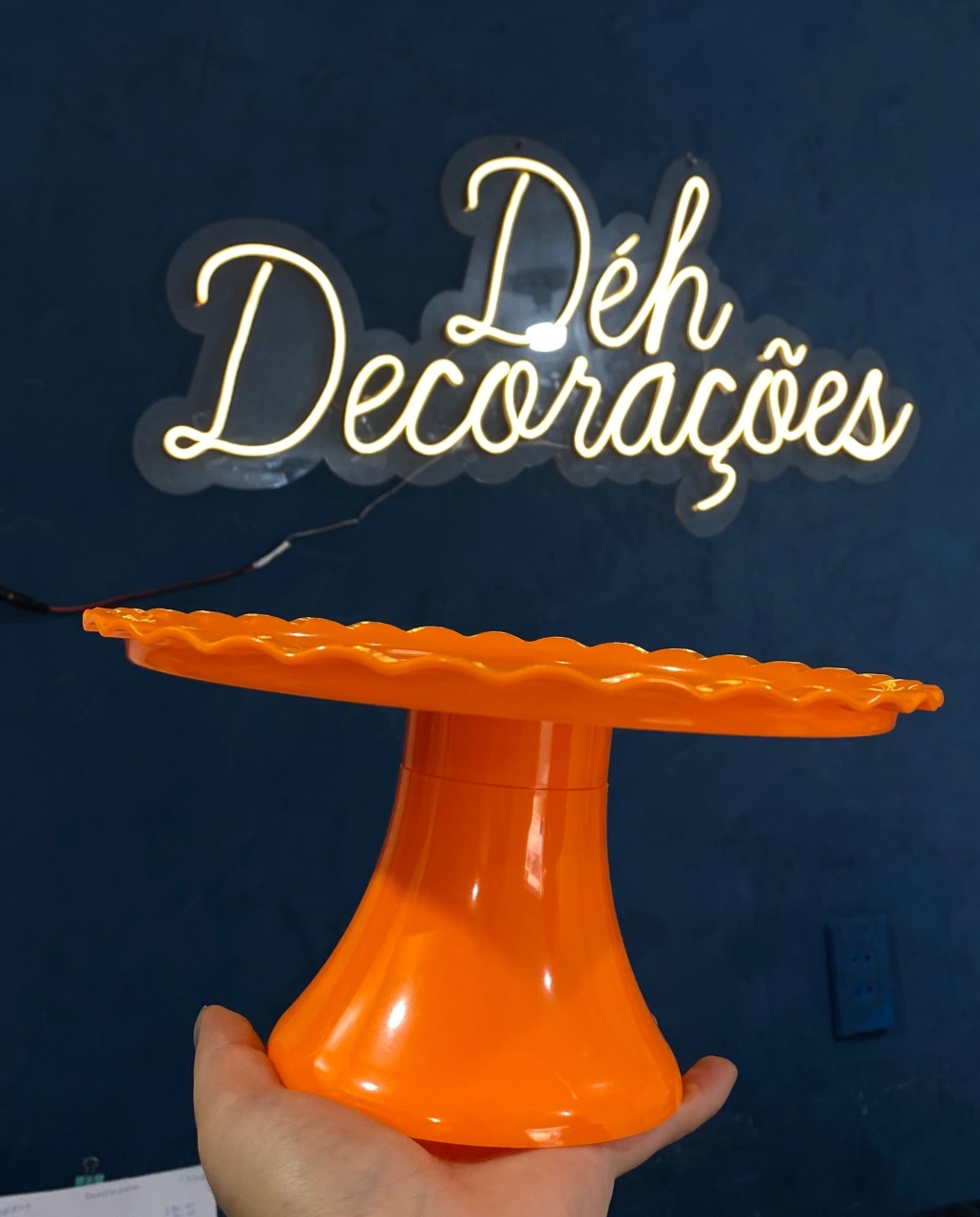 Bandeja Laranja Redonda M Acrílico  - Déh Decorações 