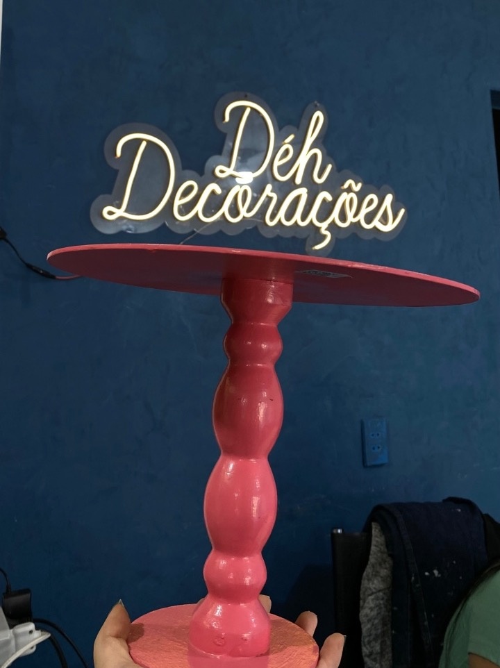Bandeja Rosa Alta G Mdf - Déh Decorações 