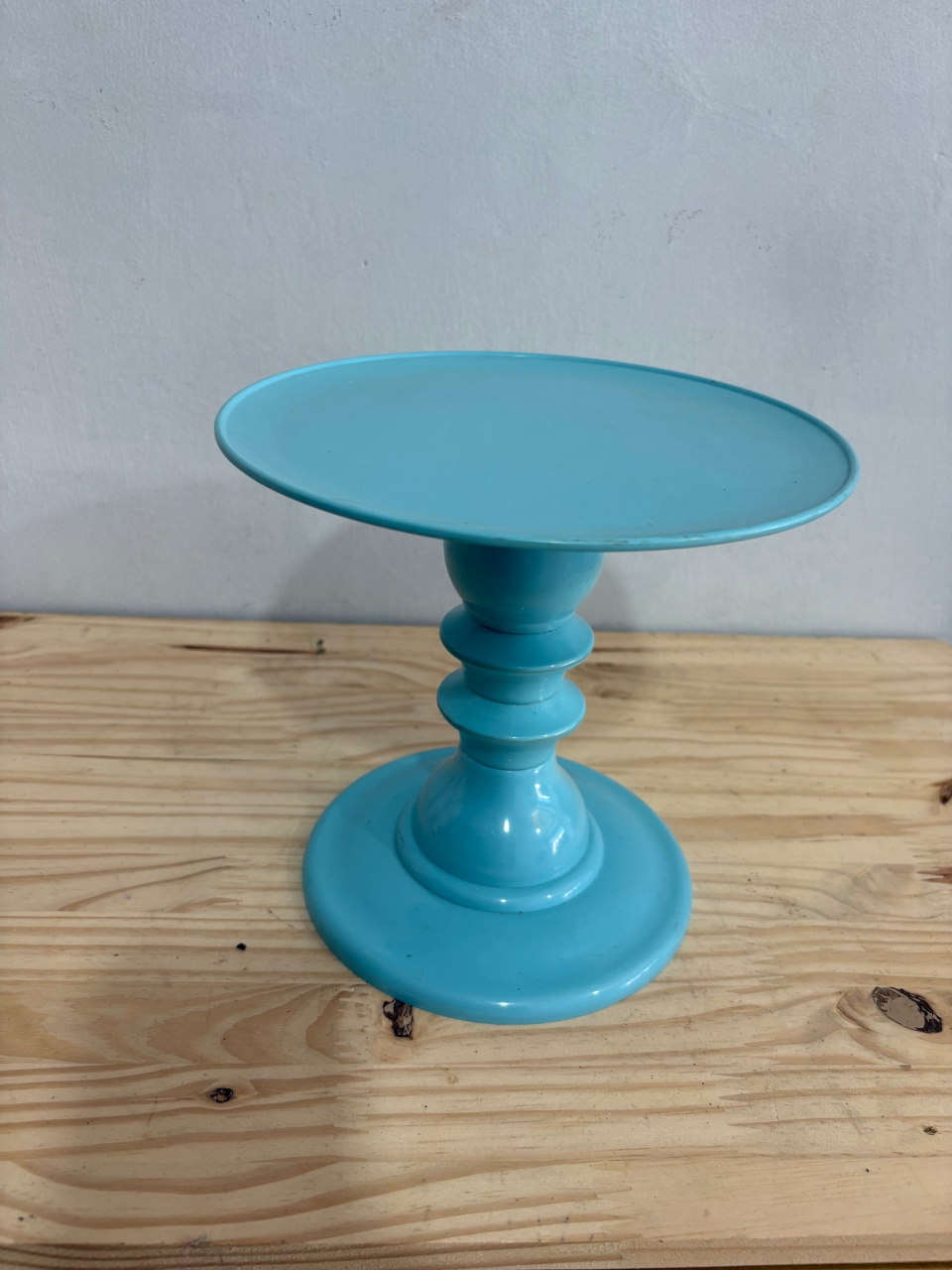 Bandeja Azul Redonda Alta  - Déh Decorações 