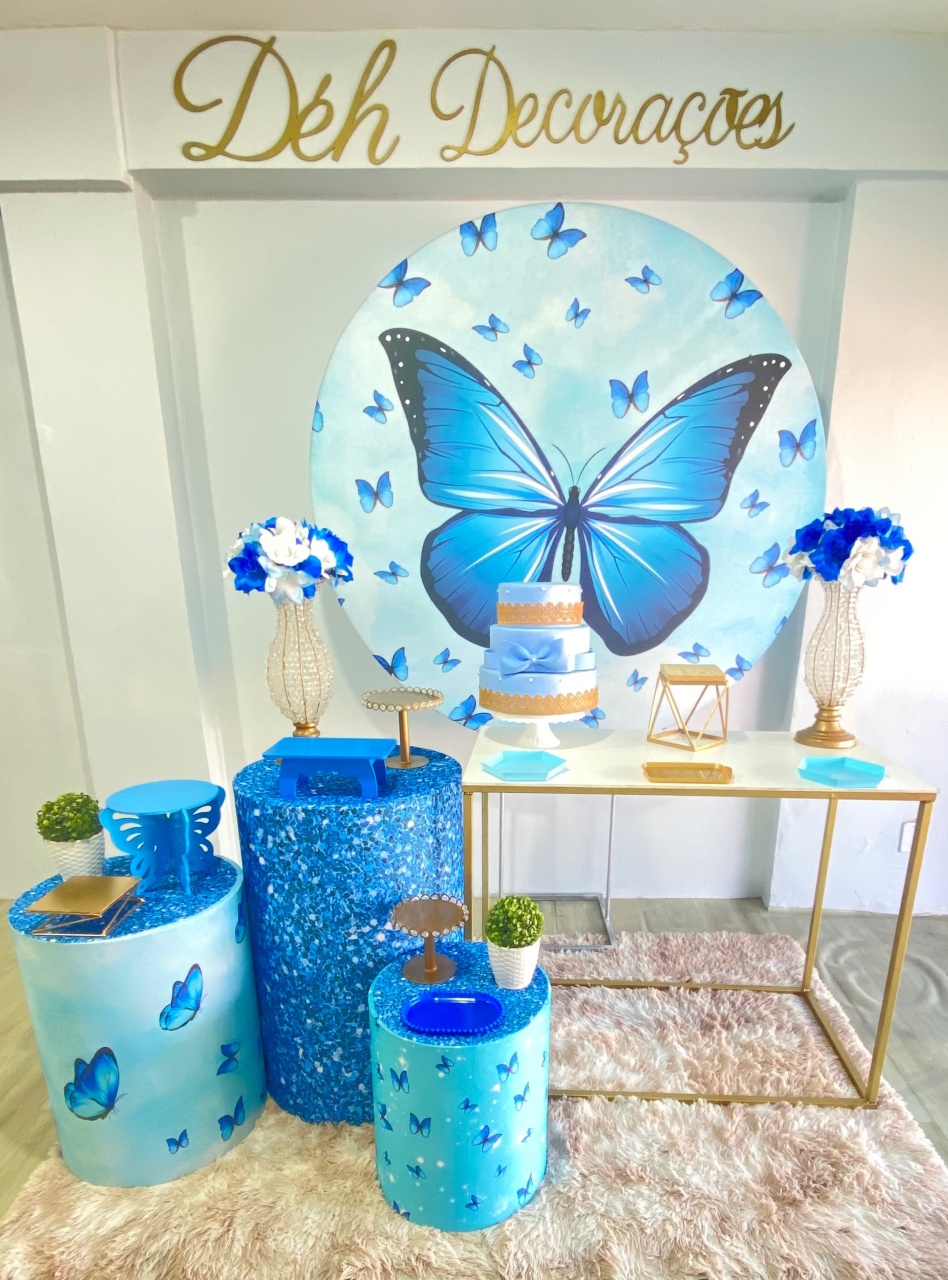 Borboleta Azul  (Kit 3) - Déh Decorações 