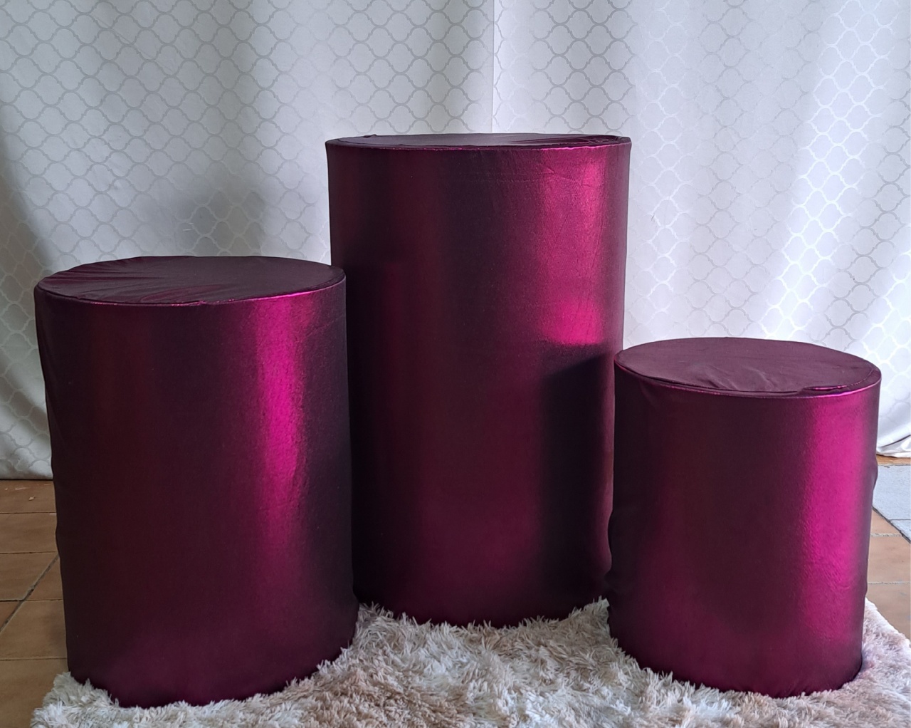 Capa Trio de Cilindro Glitter Rosa Pink - Déh Decorações 