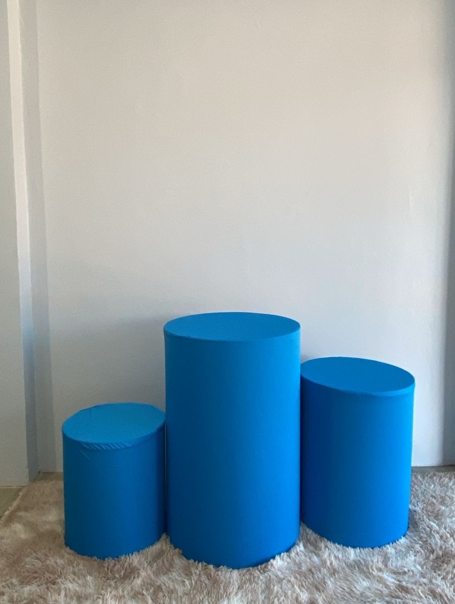 Capa Trio de Cilindro Azul Celeste  - Déh Decorações 