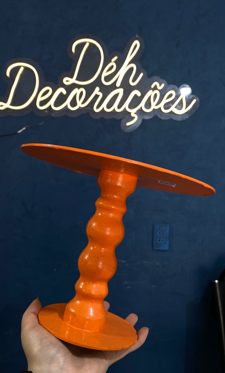 Bandeja Laranja Alta M Mdf - Déh Decorações 