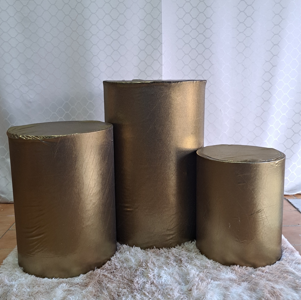 Capa Trio de Cilindro Glitter Dourado  - Déh Decorações 