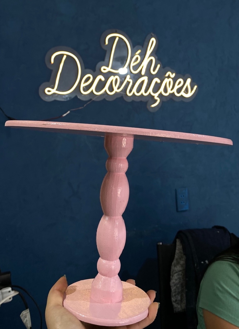 Bandeja Rosa Bb Alta M Mdf - Déh Decorações 