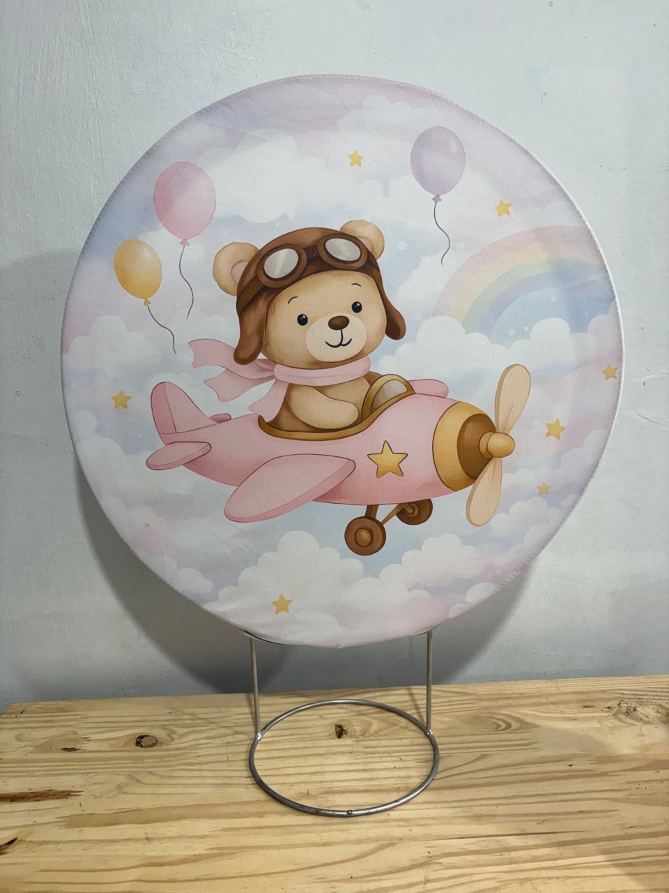 Capa Painel Redondo Mini Kit - Ursa Aviadora - Déh Decorações 