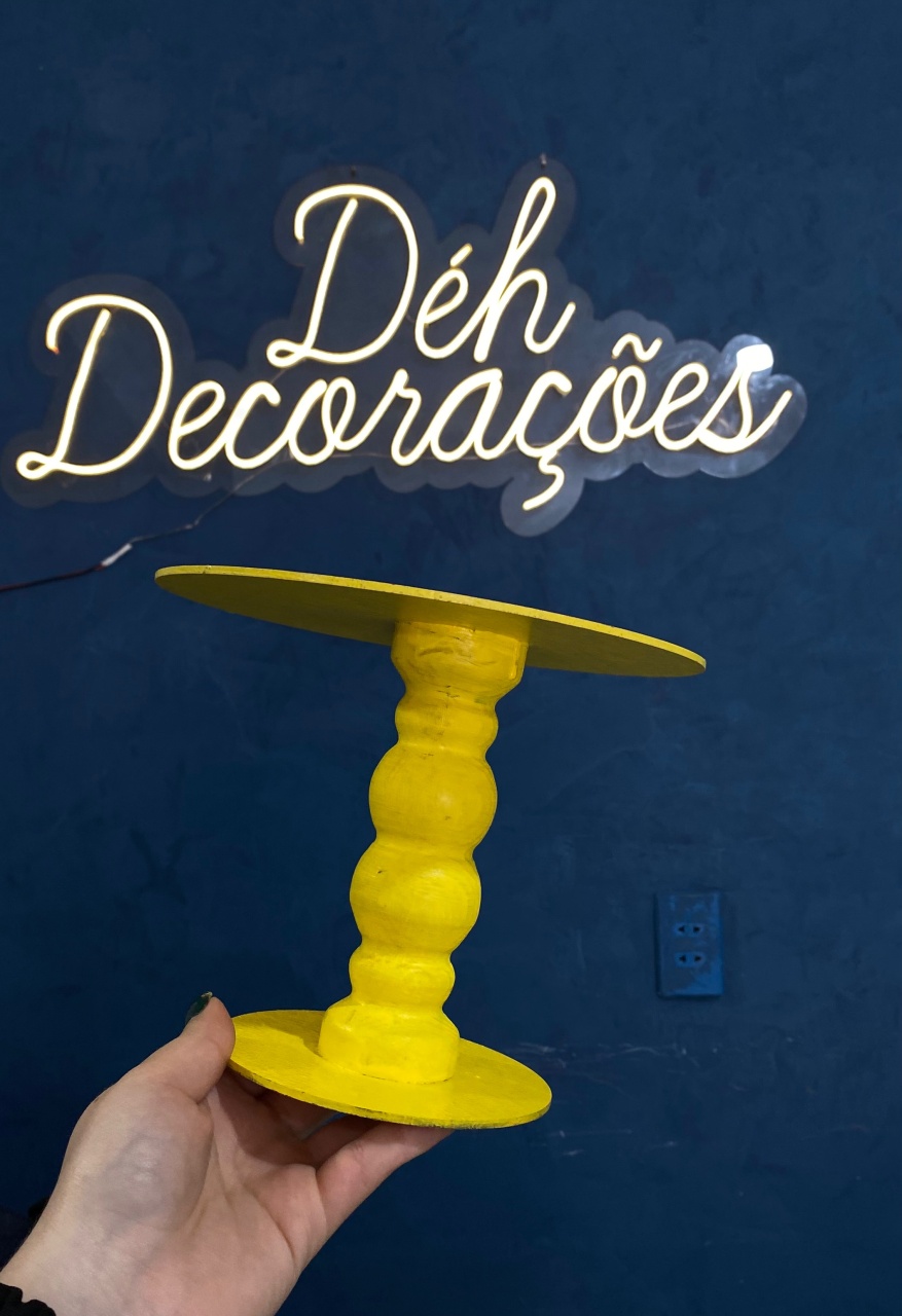Bandeja Amarela Alta P Mdf - Déh Decorações 