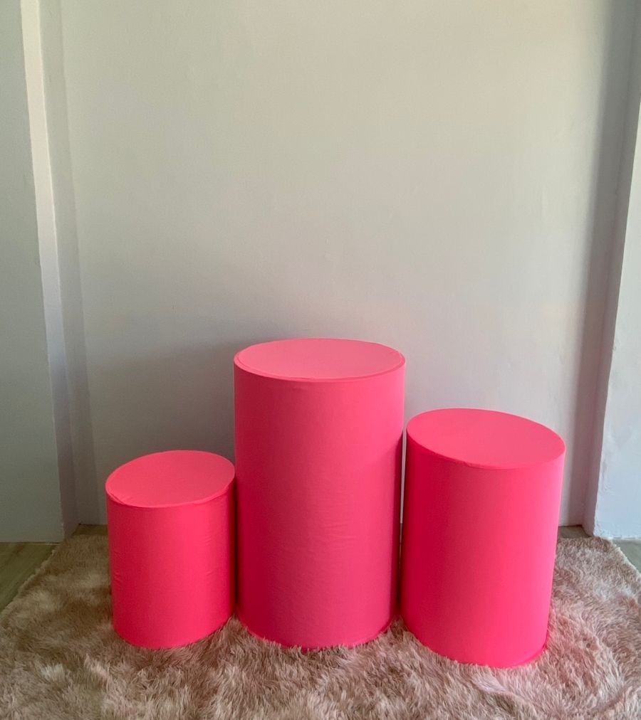 Capa Trio de Cilindro Rosa Neon  - Déh Decorações 
