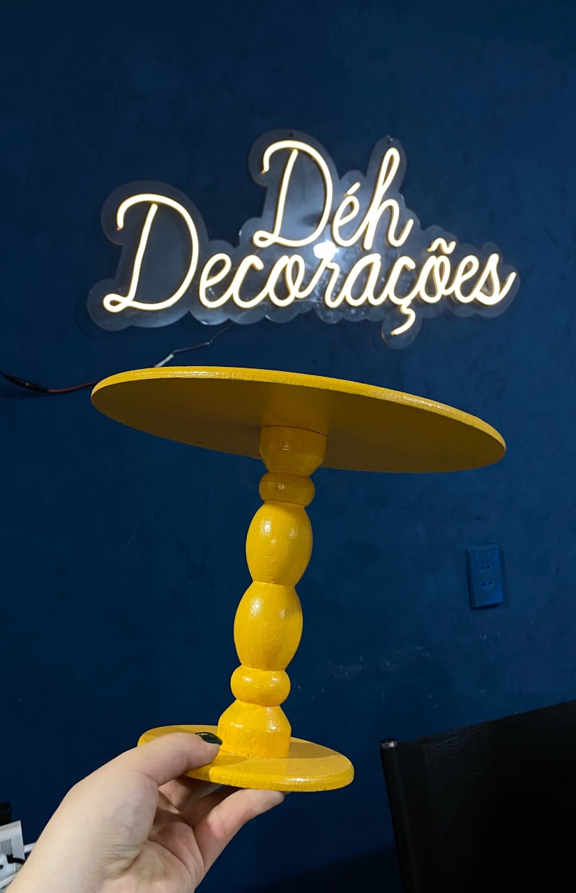 Bandeja Amarela Alta M Mdf - Déh Decorações 