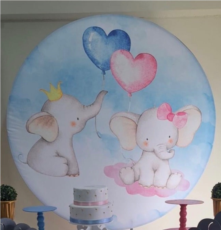 Painel Redondo Elefantinhos - Déh Decorações 