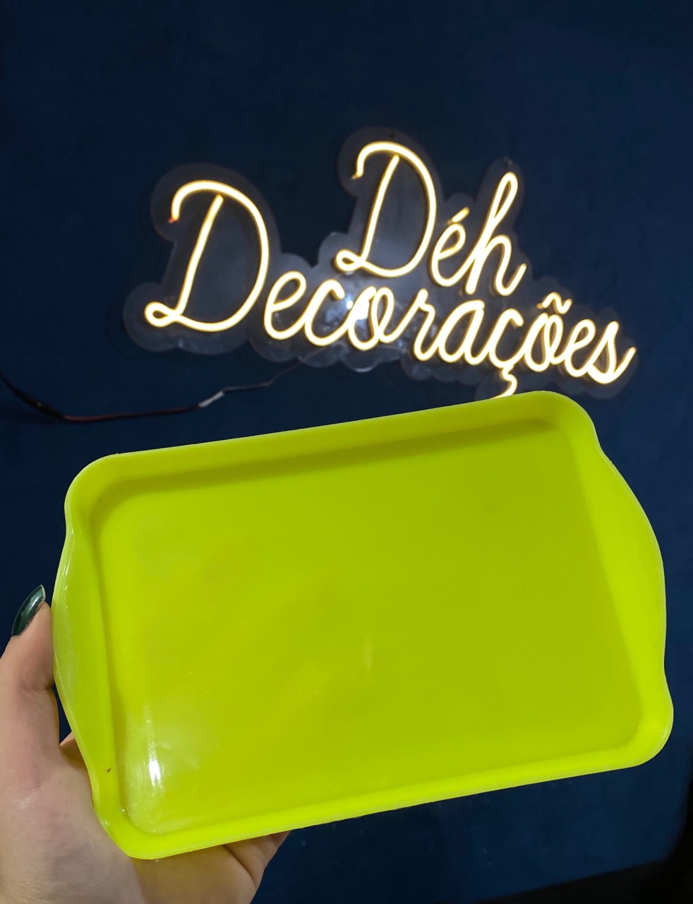 Bandeja Amarela Neon Retângular  - Déh Decorações 