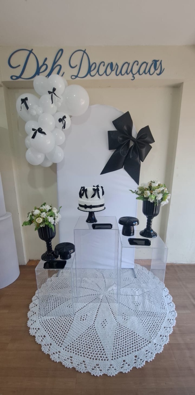 Kit Laço Branco E Preto (Kit3) - Déh Decorações 