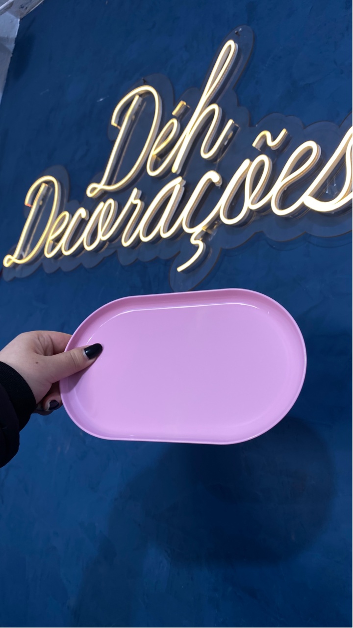 Bandeja Oval Rosa Bb - Déh Decorações 