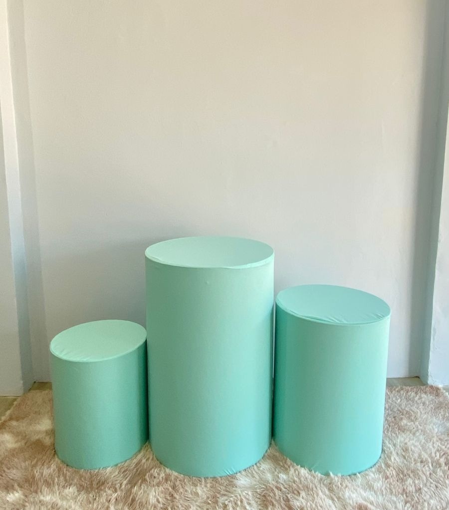 Capa Trio de Cilindro Verde Água  - Déh Decorações 
