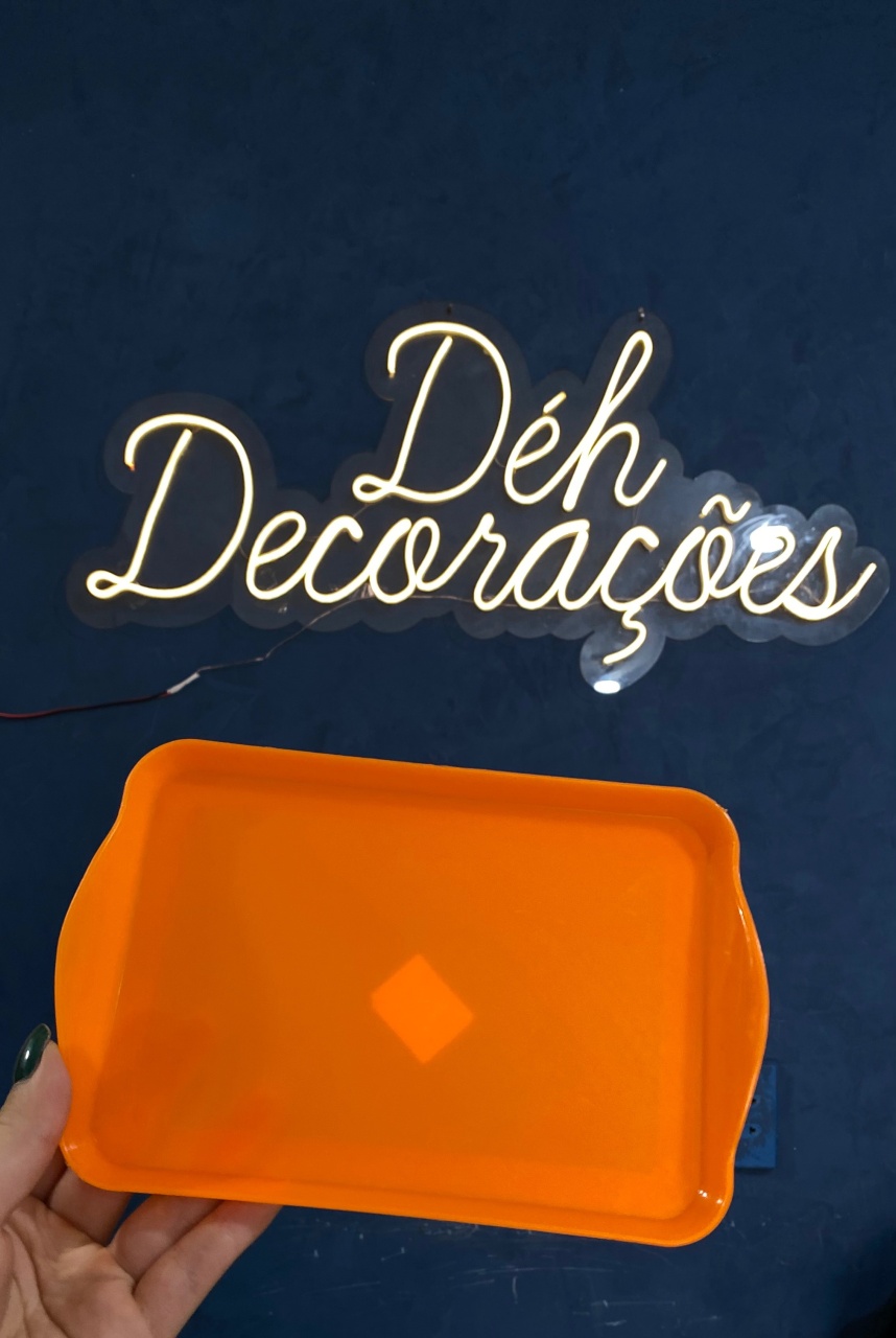 Bandeja Laranja Baixa Retangular  - Déh Decorações 