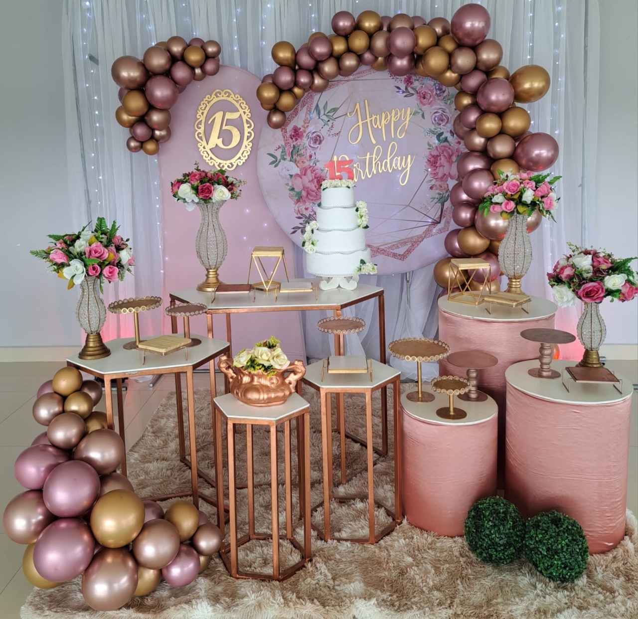 Kit 15 Anos Rose  - Déh Decorações 