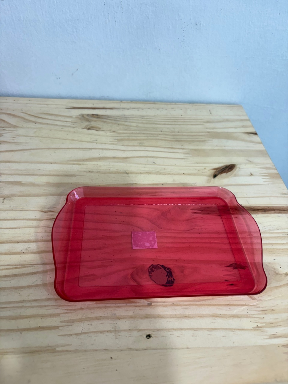 Bandeja Rosa Transparente Retangular Simples    - Déh Decorações 