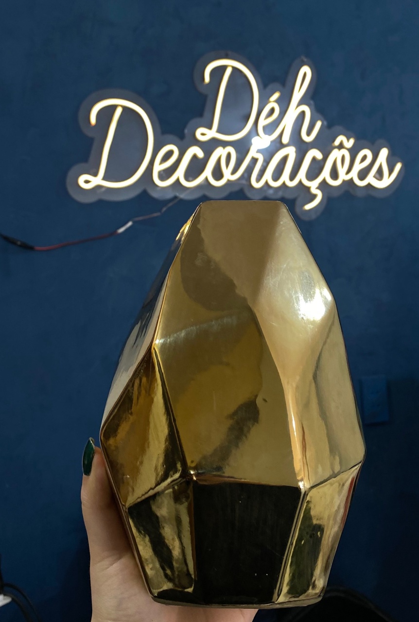 Vaso Dourado M - Déh Decorações 