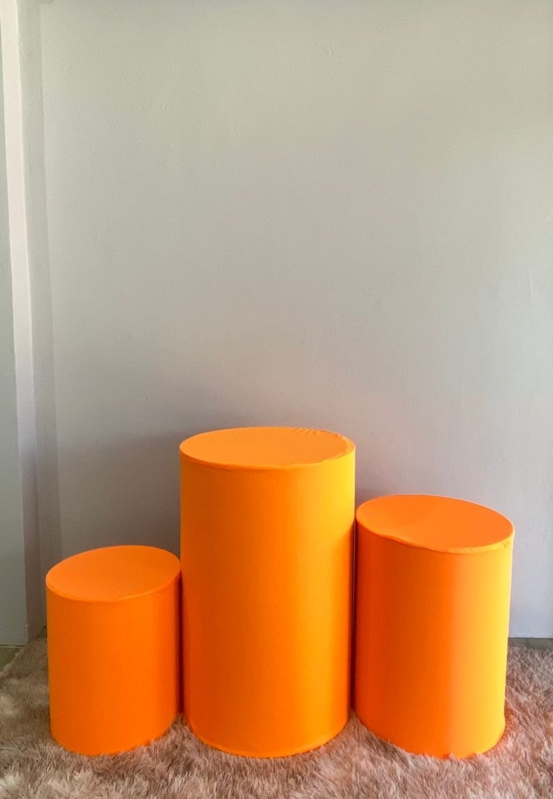 Capa Trio de Cilindro Laranja Neon - Déh Decorações 