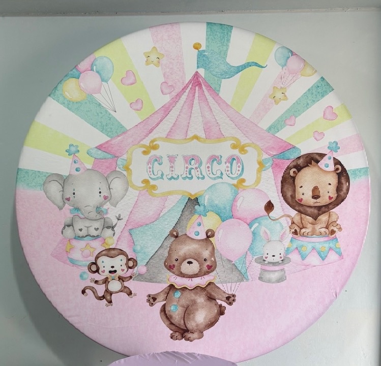 Capa Painel Circo Rosa  - Déh Decorações 