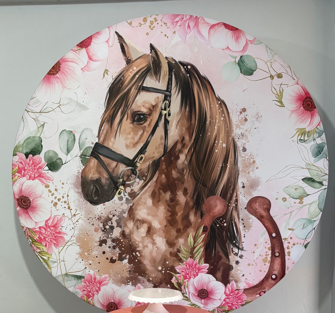 Capa Painel Redondo Cavalo Rosa - Déh Decorações 