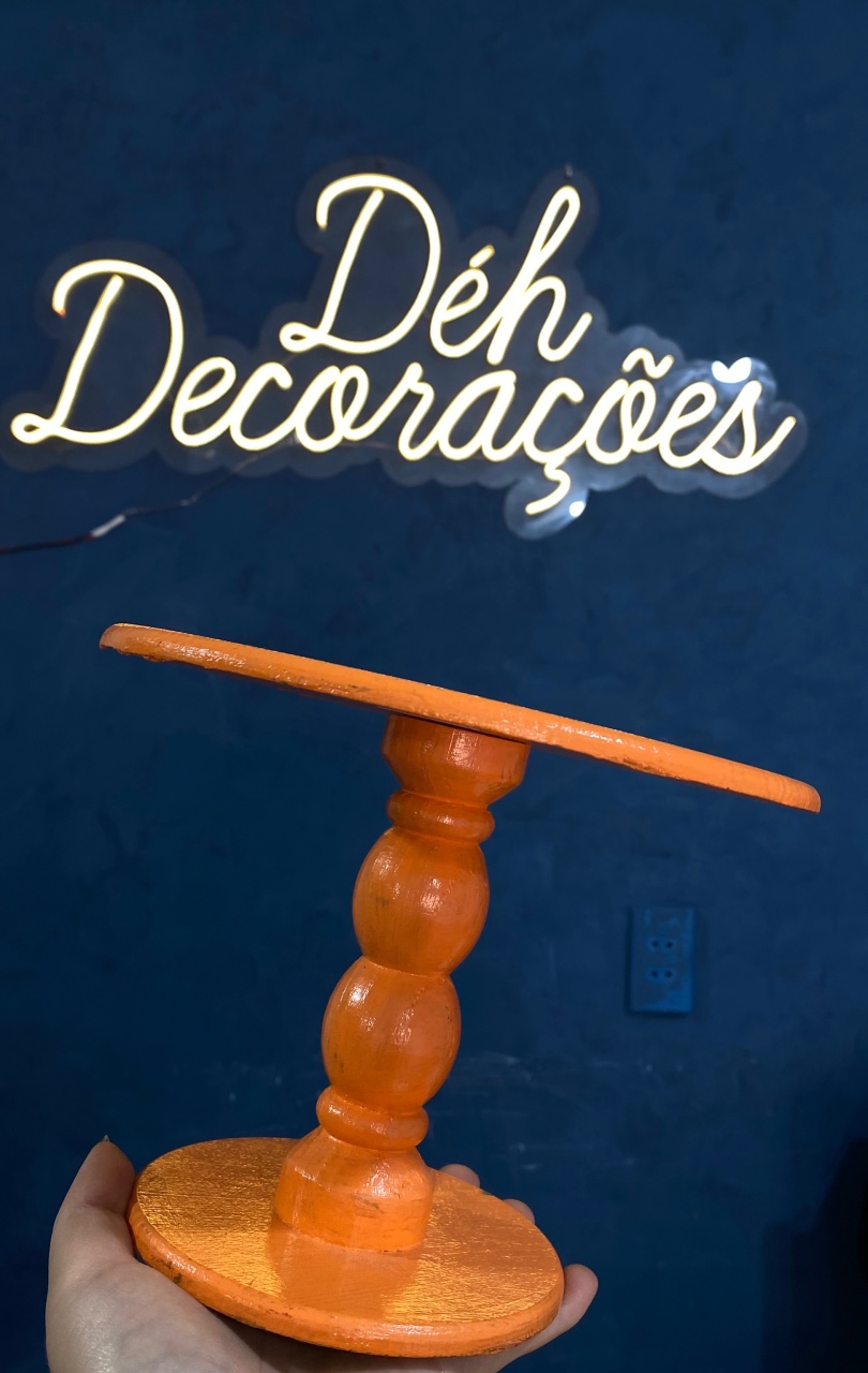 Bandeja Laranja Alta P Mdf - Déh Decorações 