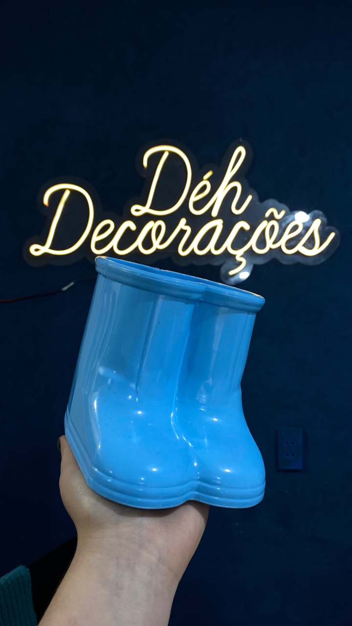 Bandeja Botinha Azul Bebê  - Déh Decorações 