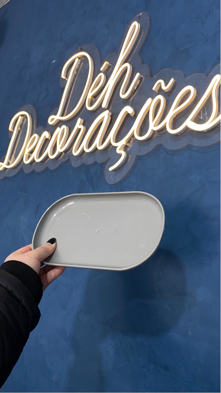 Bandeja Oval Cinza - Déh Decorações 