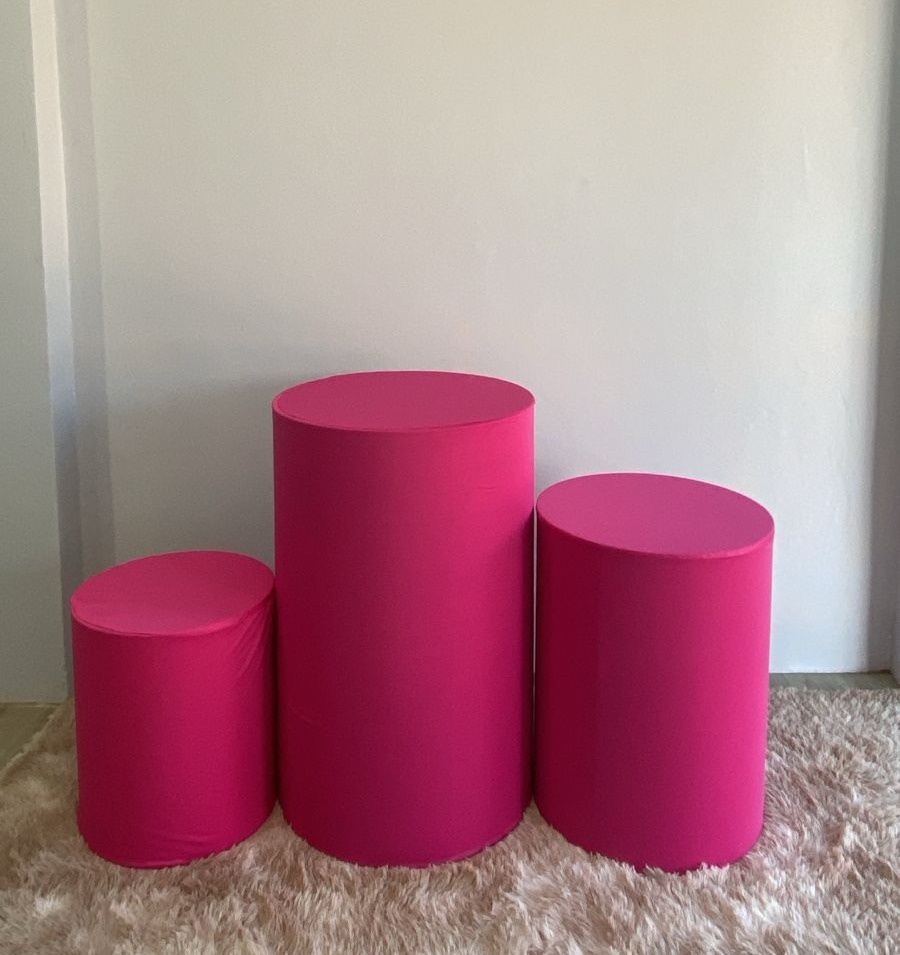 Capa Trio de Cilindro Rosa Pink - Déh Decorações 