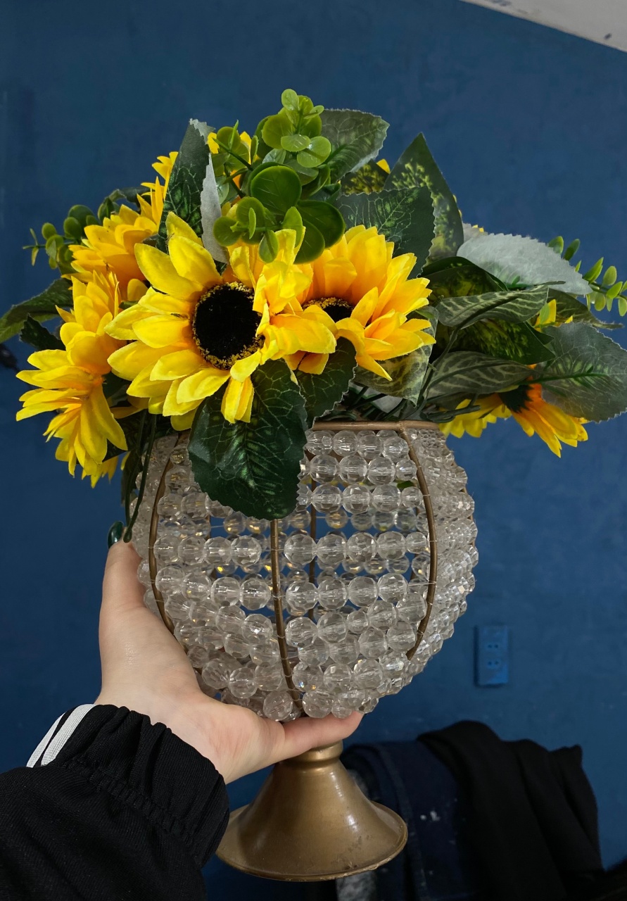Vaso Pedraria M Com Flor - Déh Decorações 