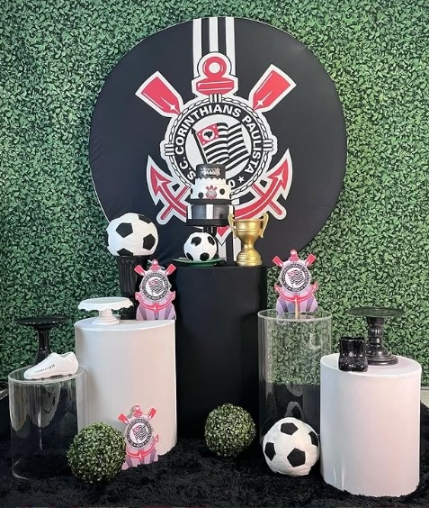 Alugue Decoração Tema Para Festa Corinthians Tecido (Modelo 2)   - BGI FESTAS