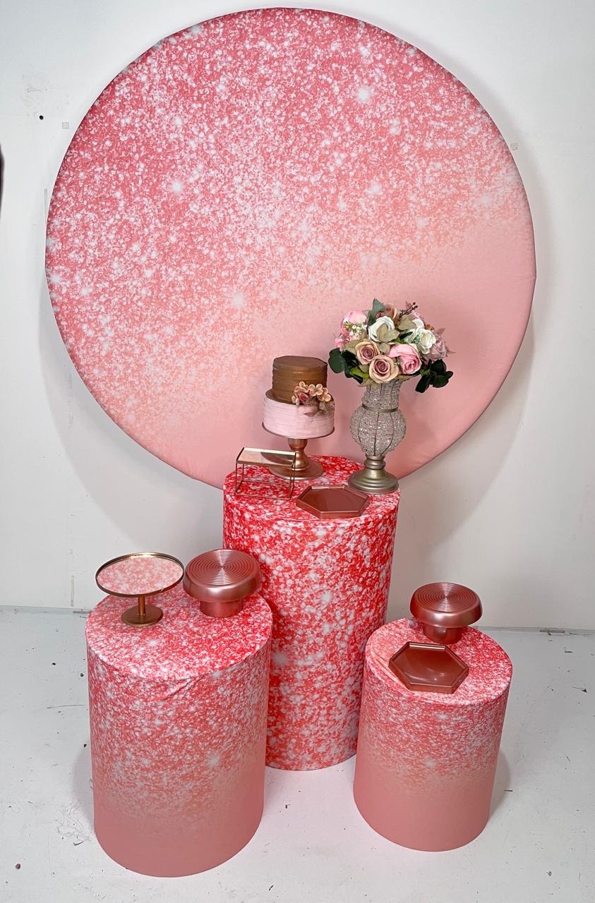 Alugue Decoração Tema Gliter Rosa     (Modelo 1)          - BGI FESTAS