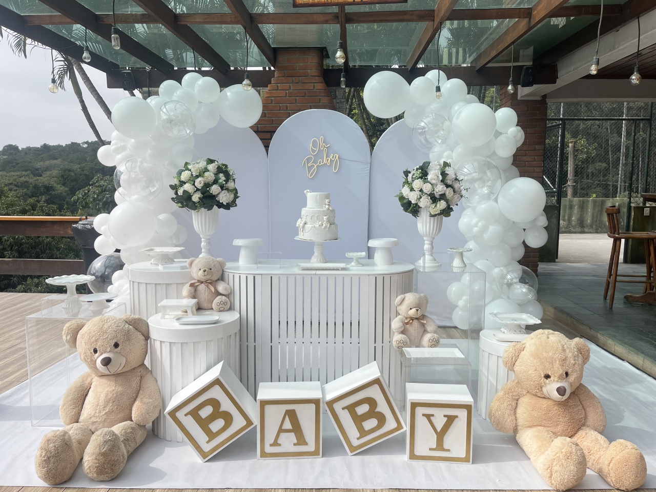 Decoração Chá de Bebê Branco - BGI FESTAS