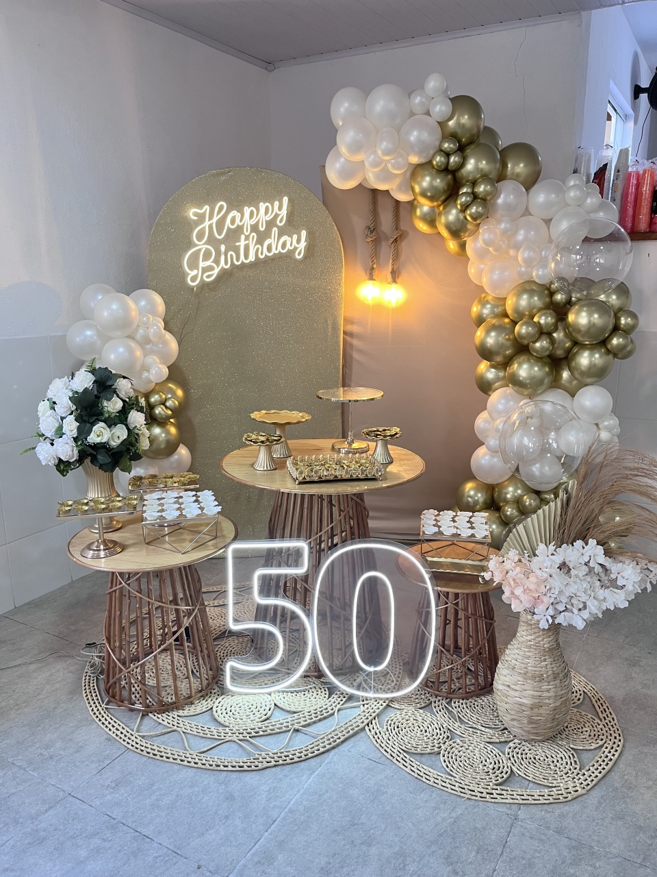 Decoração Completa Vime Dourado - BGI FESTAS