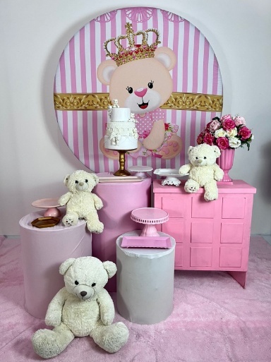Alugue Decoração Tema Chá de Bebe Ursinha Rosa ( Modelo2)  - BGI FESTAS