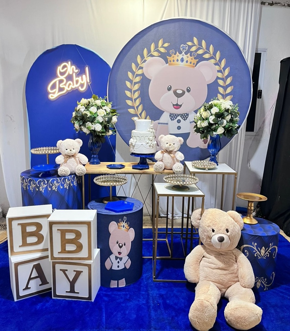 Alugue Decoração Tema Chá de Bebe Menino Aul Escuro  ( Modelo 3)      - BGI FESTAS