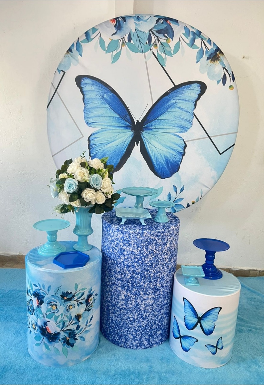 Alugue Decoração Tema Borboleta Azul ( Modelo 1 )     - BGI FESTAS