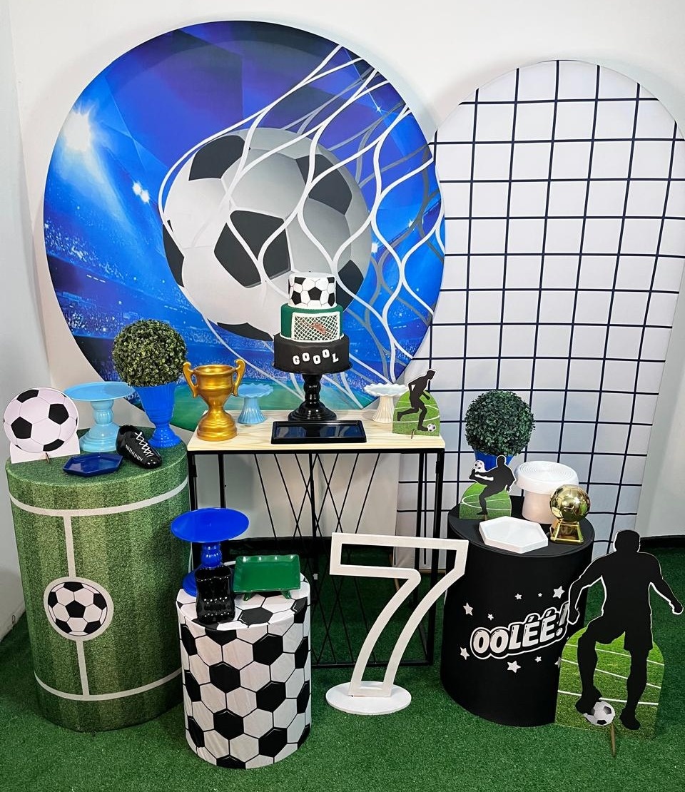Alugue Decoração Tema Para Festa Futebol Tecido (Modelo 2)   - BGI FESTAS