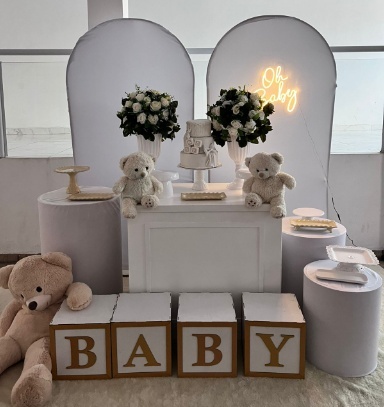Alugue Decoração Tema Chá Revelação  ( Modelo 2 )     - BGI FESTAS