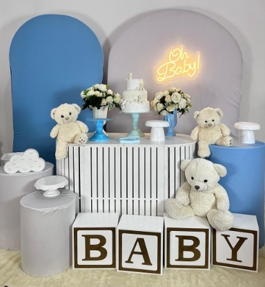 Alugue Decoração Tema Chá de Bebe Azul  - BGI FESTAS