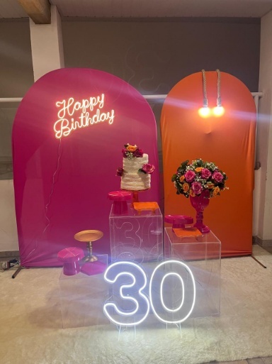 Alugue Decoração Tema Laranja E Pink  - BGI FESTAS