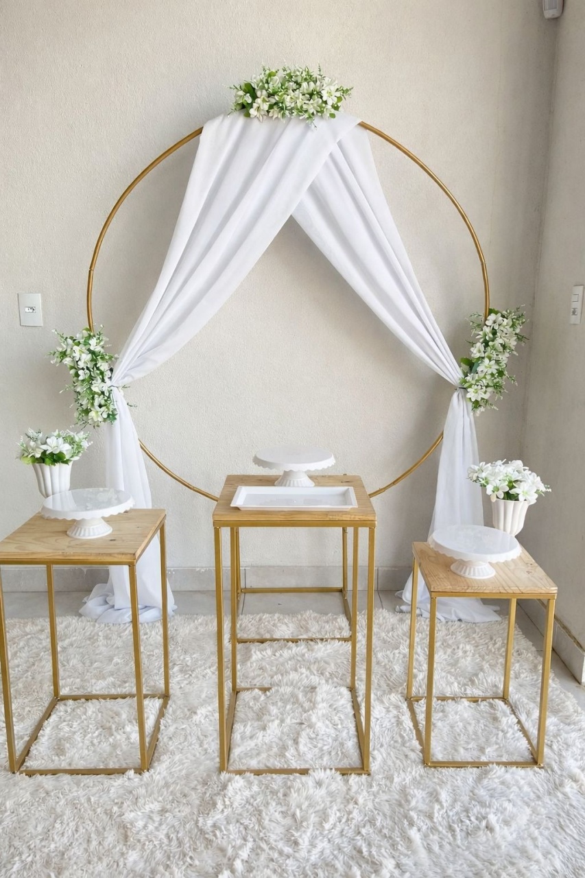 Kit P Casamento Tecido Branco  Com Tapete  - labeladecor