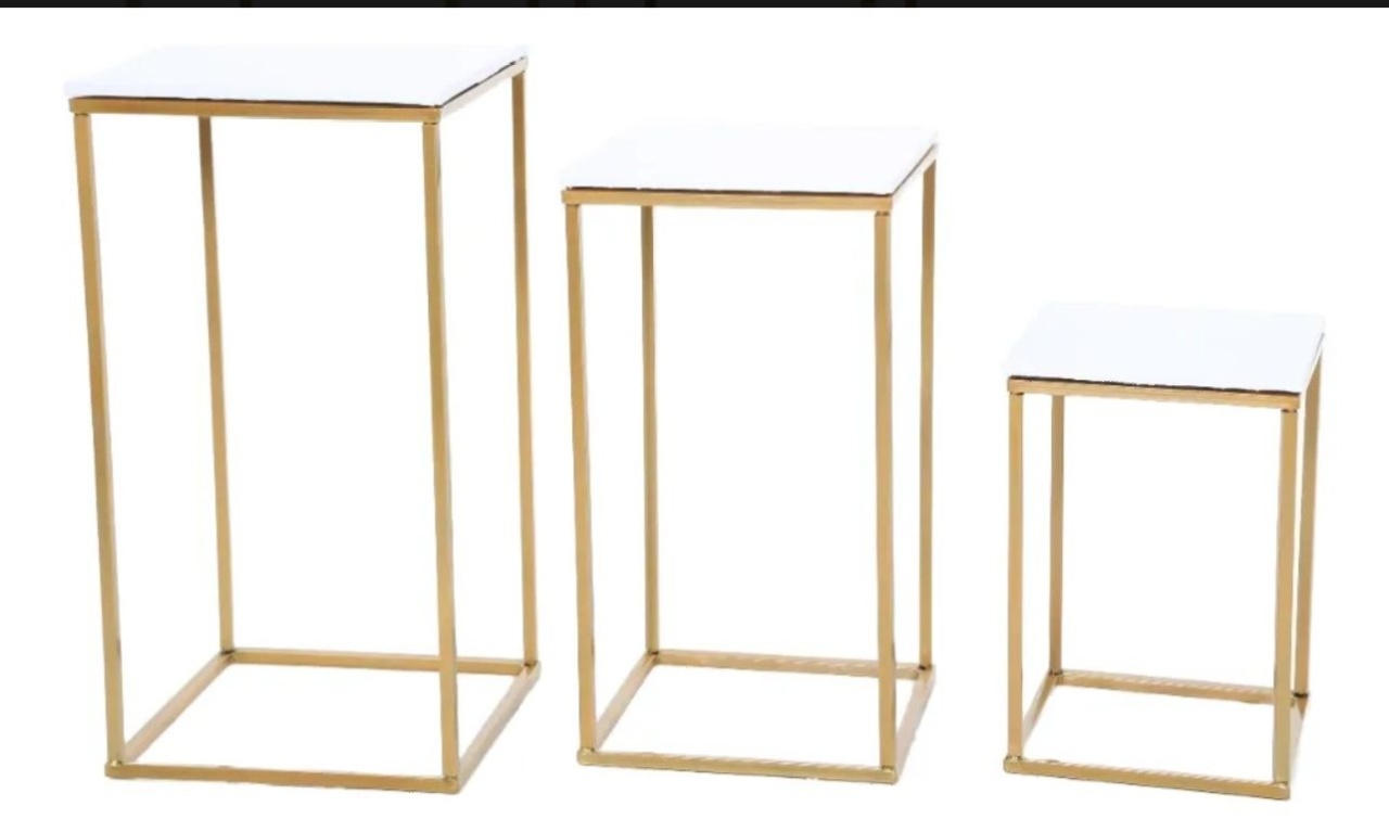 Trio de Mesa Tampo Branco Ou Madeira  - labeladecor