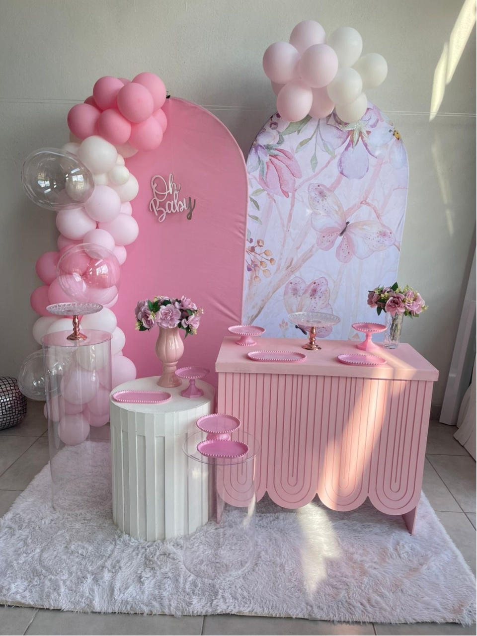 Kit Gg Romano Rosa Borboleta Com Balão - labeladecor