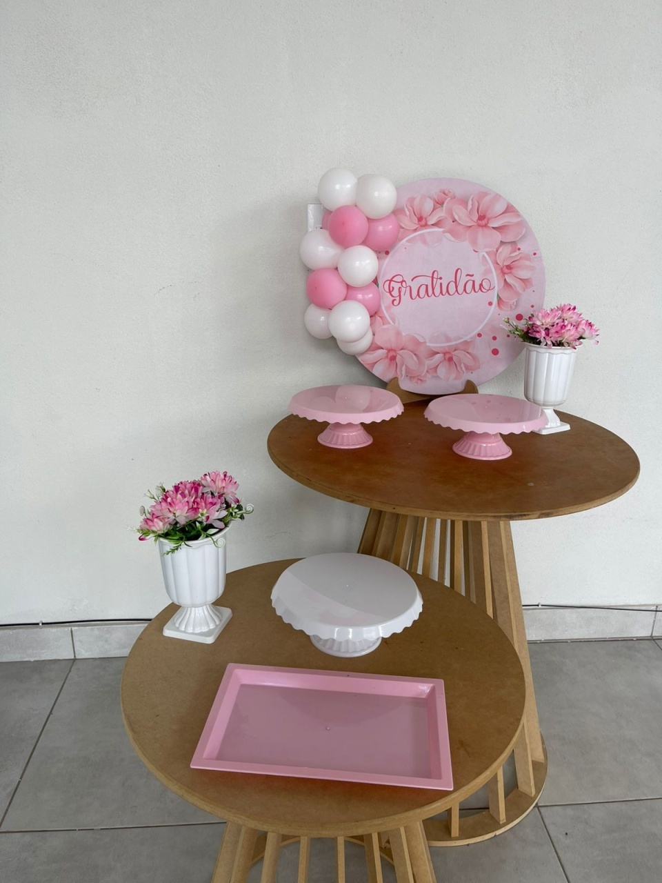 Kit Mesa Gratidão Rosa  Com Mesa  - labeladecor