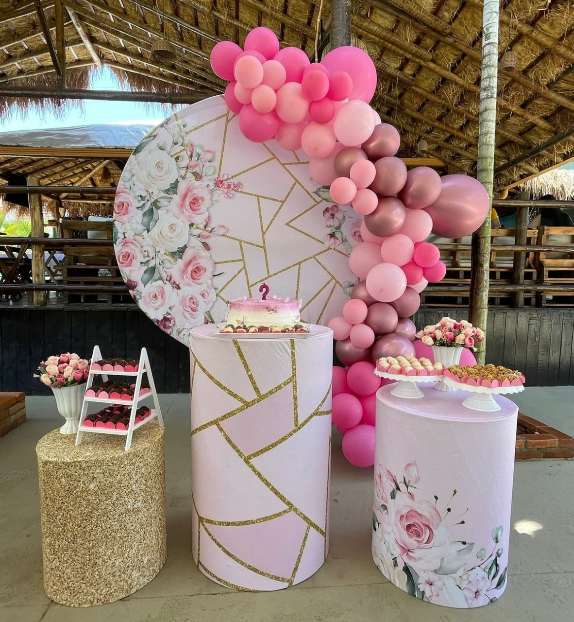 Kit P Flor Rosa Com Balão - labeladecor