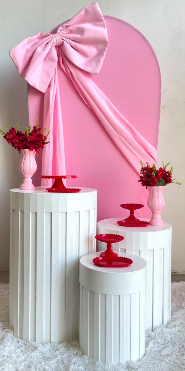 Kit P Romano Rosa + Laço Com Balão - labeladecor