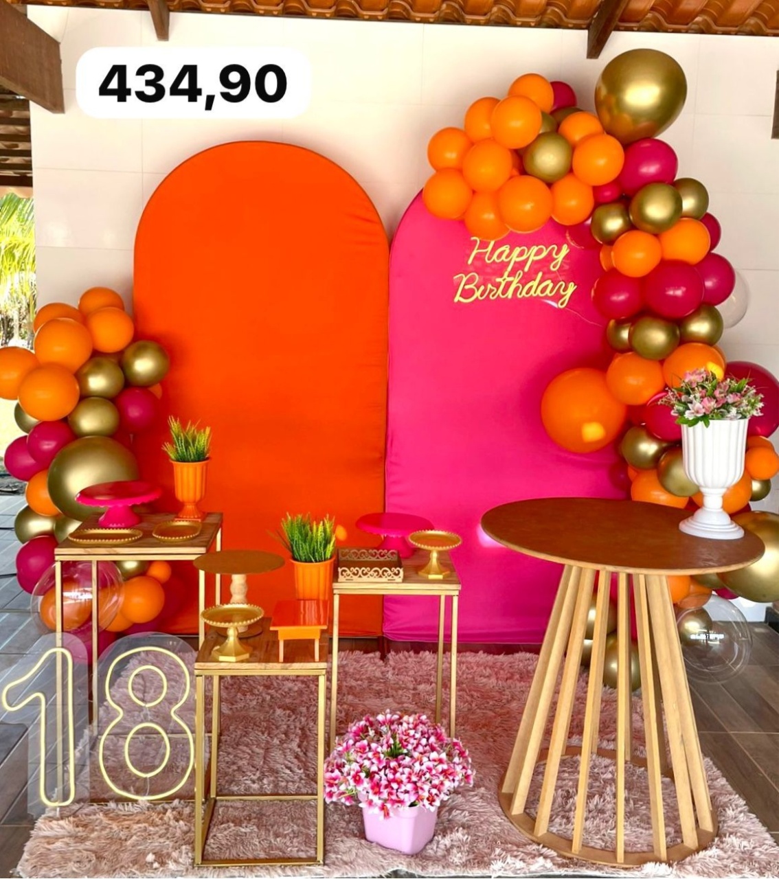 Kit Gg Romano Laranja E Rosa Pink Com Balão - labeladecor
