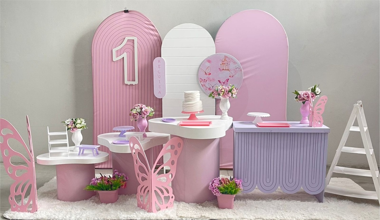 Kit Premium Borboleta Rosa Com Balão - labeladecor